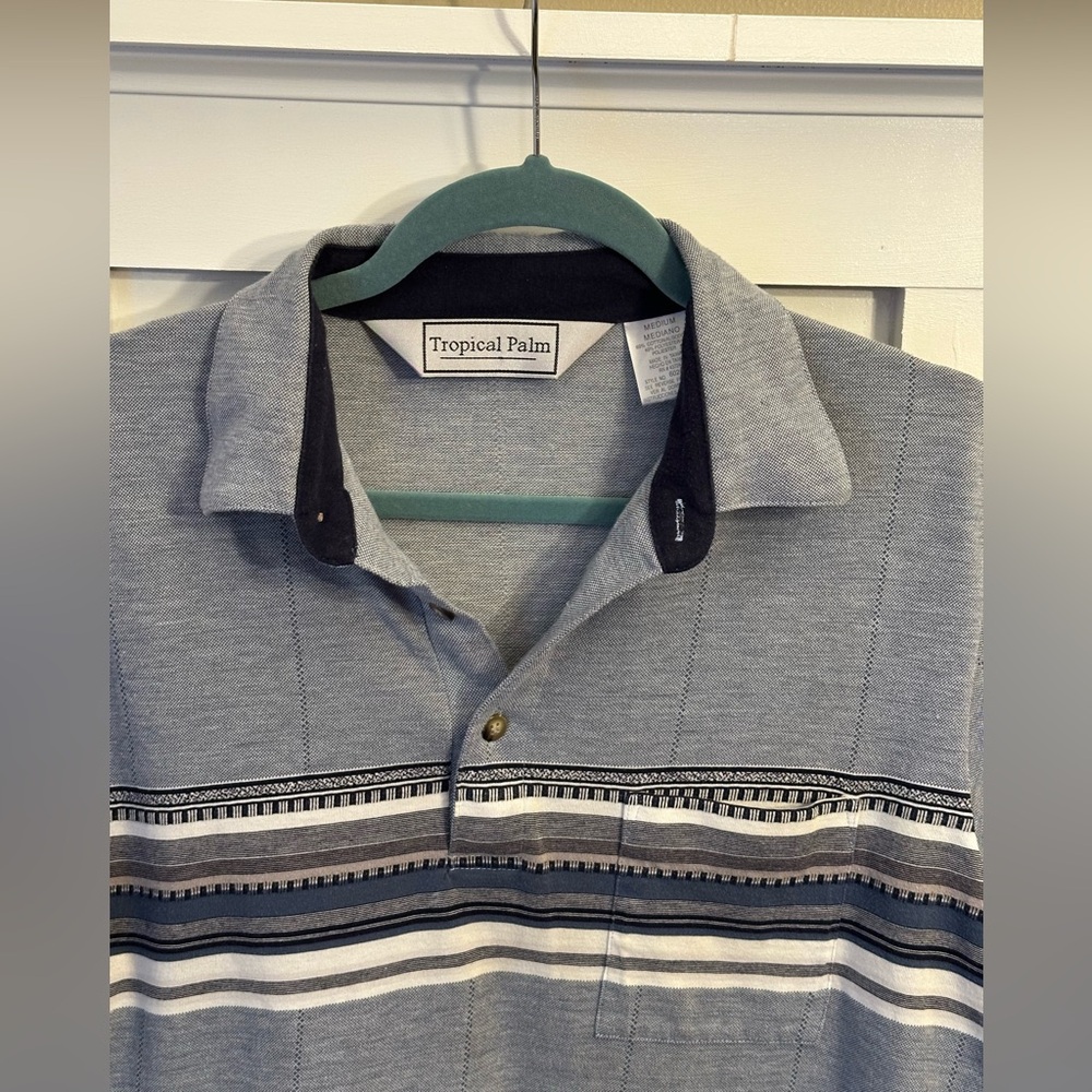 Vintage‎ Tropical Palm Men's Polo Shirt - Picture 2 of 6